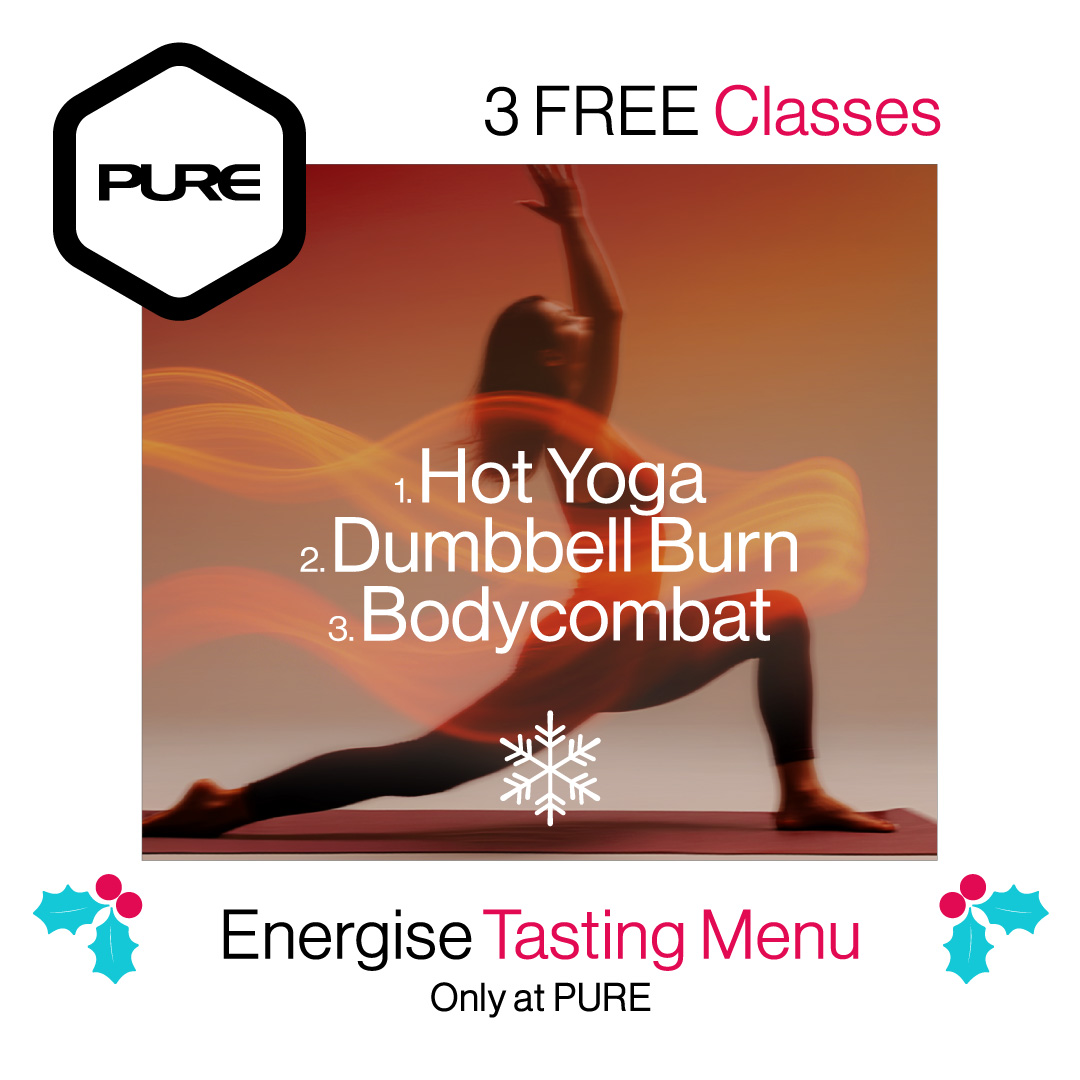 Energise Menu: Dumbbell Burn, Hot Yoga,  Bodycombat